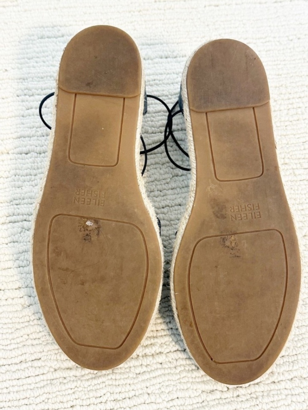 EILEEN FISHER Lace Women’s 7 Navy Blue Espadrille Flats Suede Old Money Casual - Picture 6 of 8